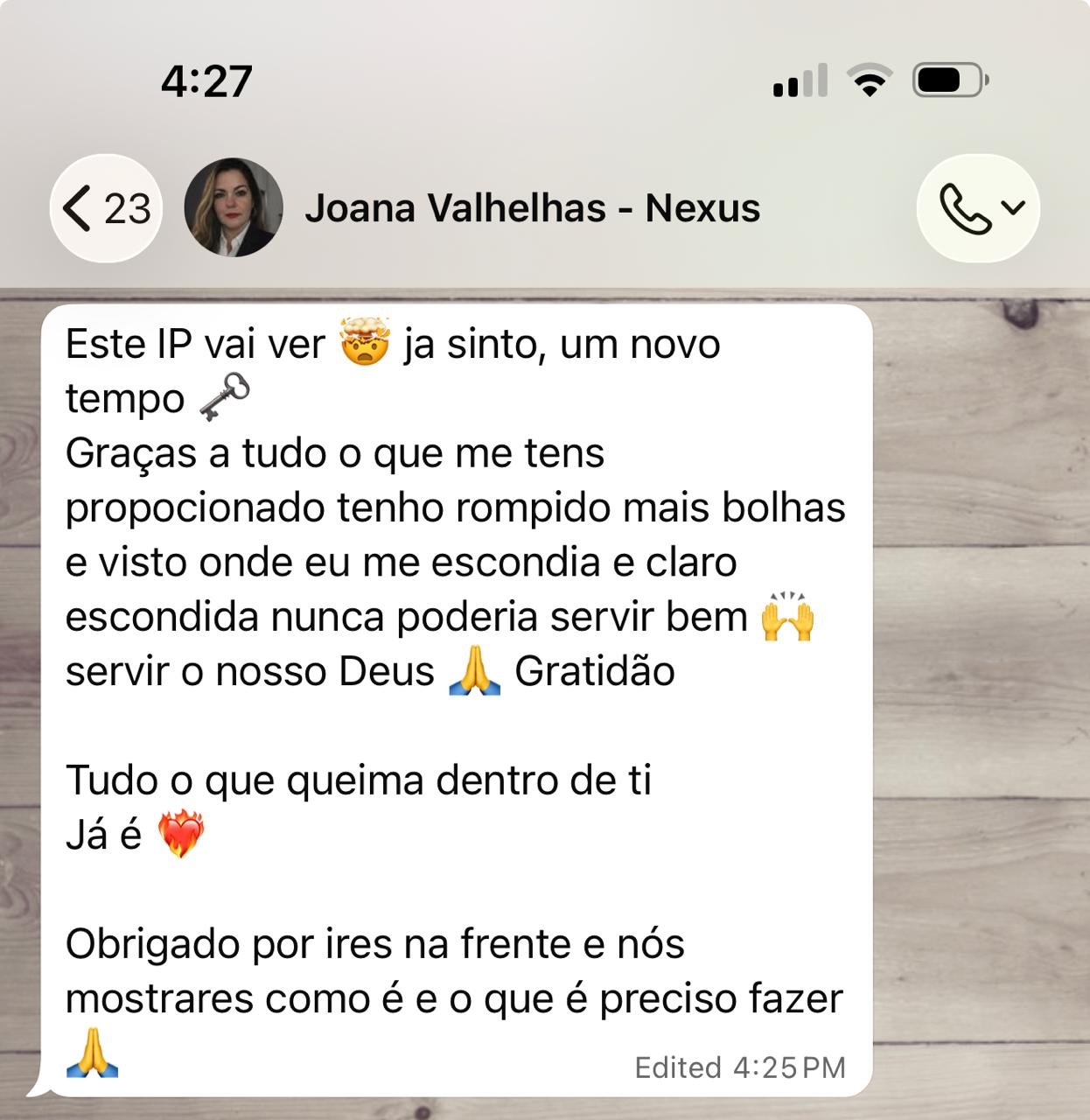Mensagem real de participante, 15 de 20
